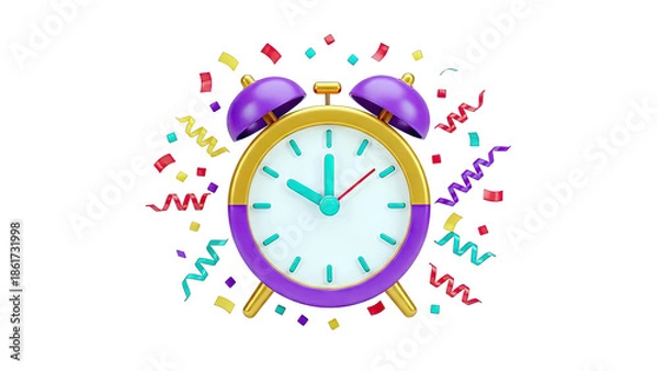 Obraz 3D Alarm Clock with Confetti