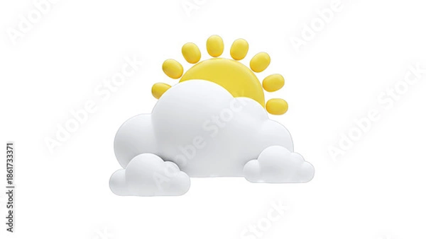Obraz 3D Render of Sun Peeking Through Clouds