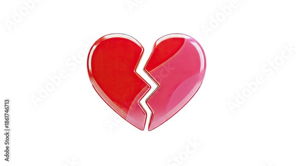 Obraz 3D Red Broken Heart Symbol