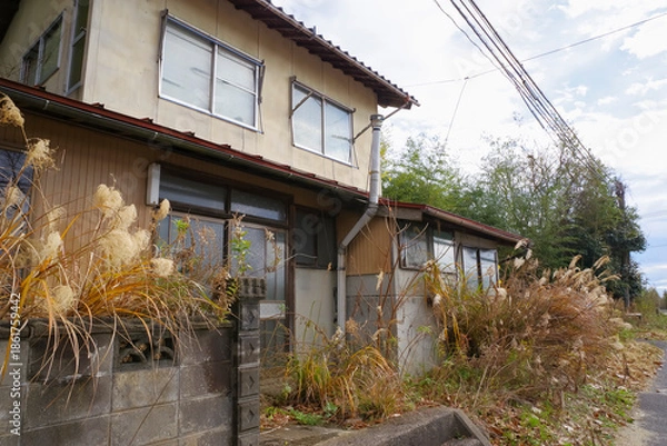Fototapeta 老朽化が進んだ限界集落の廃屋
