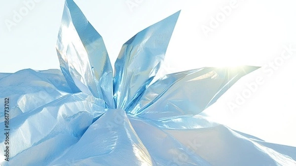 Obraz Delicate translucent light blue crystal formation with sharp facets and reflective edges