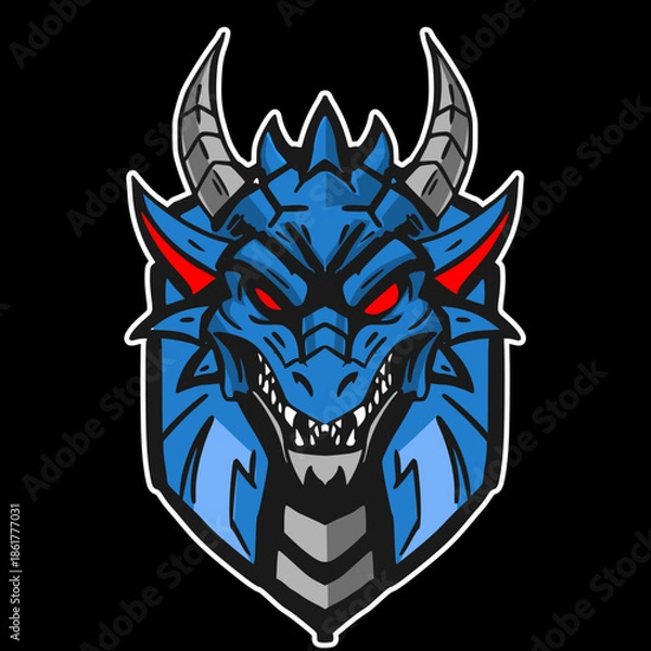 Obraz blue dragon mascot logo
