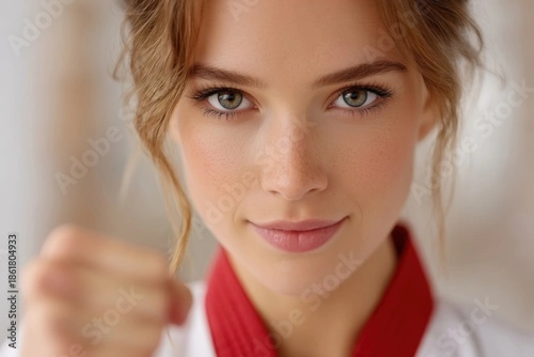 Obraz karate practitioner demonstrating a fighting stance