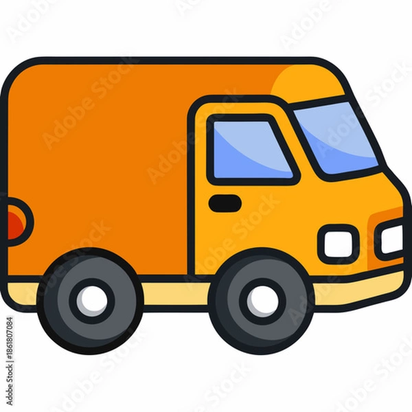 Fototapeta Bright orange cargo van