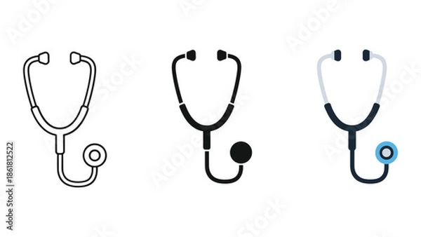 Obraz Stethoscope icons in different styles
