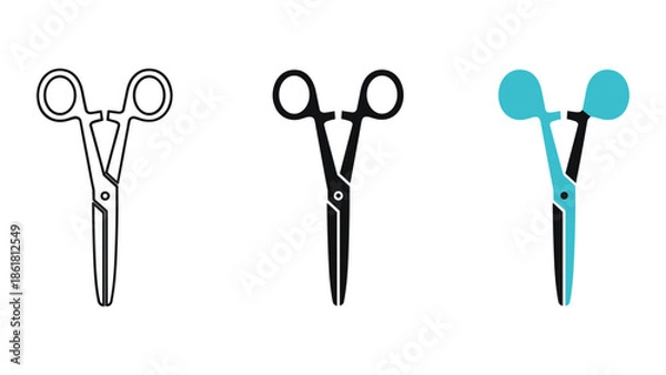 Obraz Surgical scissors illustration set