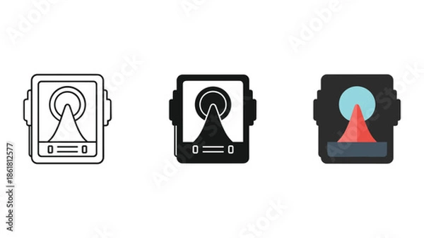 Obraz Radar detector icon set for navigation and security