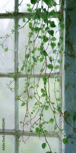 Obraz Hanging greenery cascading from a window.