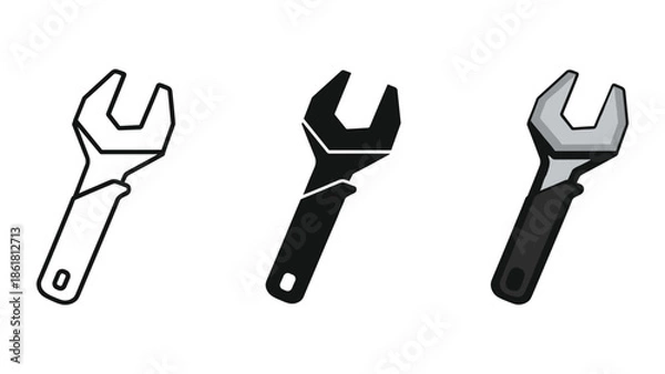 Obraz Three adjustable wrenches in different styles