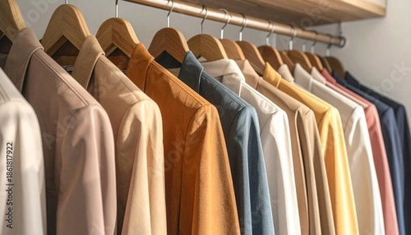 Fototapeta wardrobe with clothes