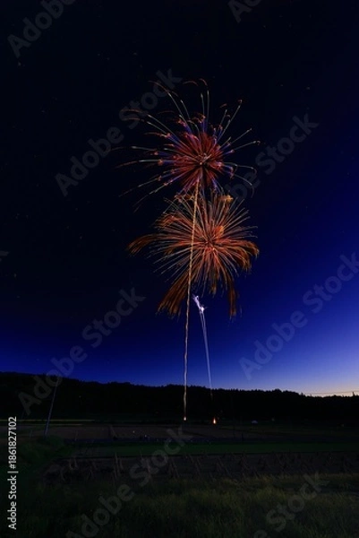 Fototapeta 夏祭りと花火大会