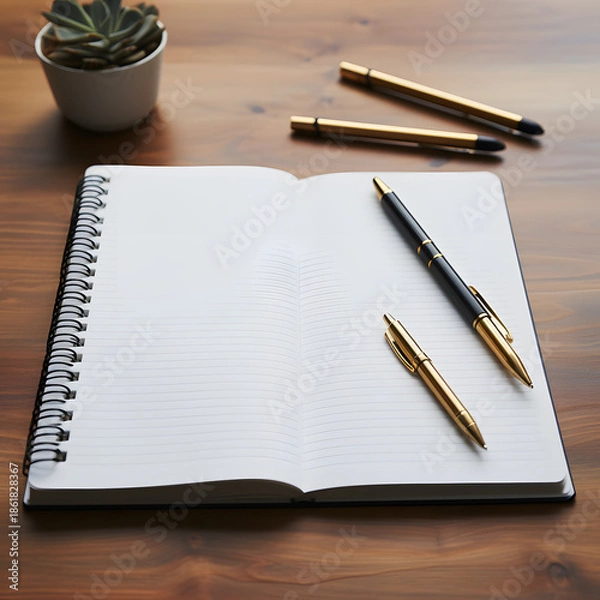 Obraz Open notebook with pens