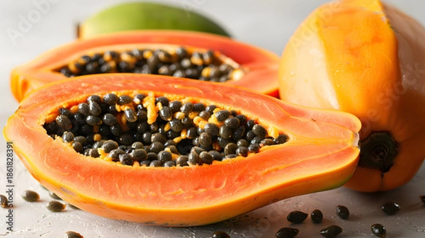 Obraz Sliced papaya close view