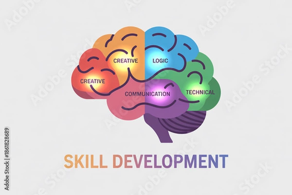 Obraz Vibrant brain illustration for skill development and learning concepts