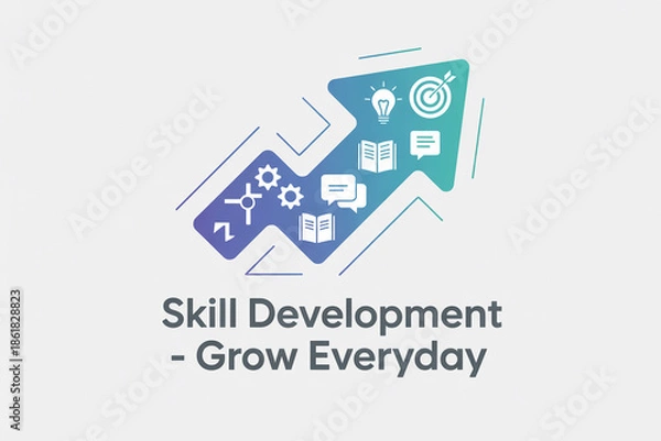 Obraz Skill development concept with icons for growth and learning