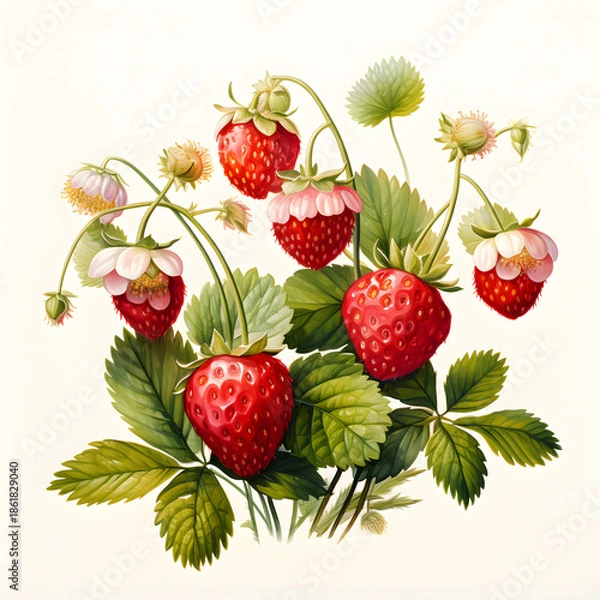 Obraz Strawberries and blossoms