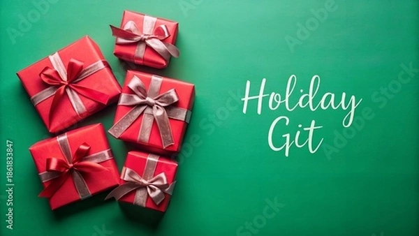 Fototapeta holiday gift composition close up red presents