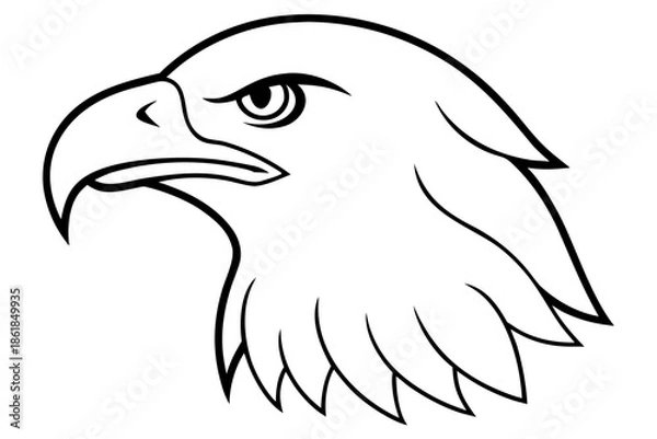 Obraz eagle head line art vector, Bold eagle head outline drawing Vector

