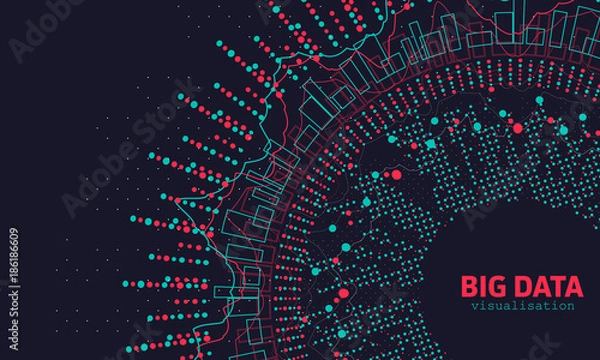 Fototapeta Abstrakcyjna wizualizacja 3D Big Data. Futurystyczny projekt infografiki