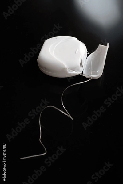 Obraz dental floss on black background