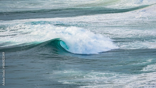 Obraz Ocean waves crashing with foamy white water in Nazaré