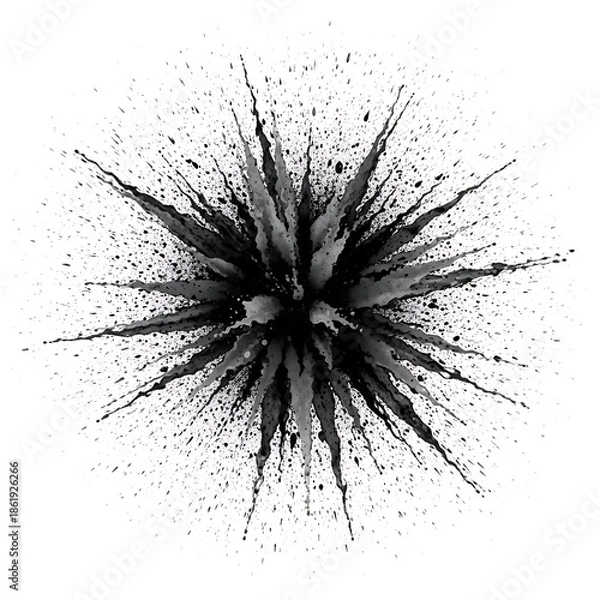 Obraz Black and white explosion effect isolated on white background