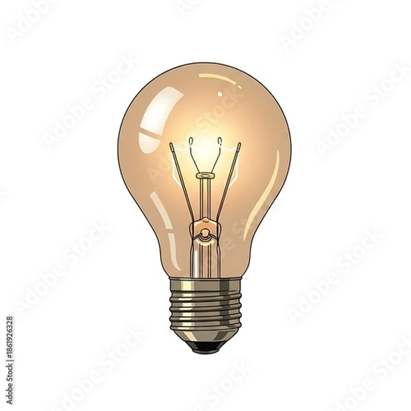 Obraz Illuminated light bulb on transparent background