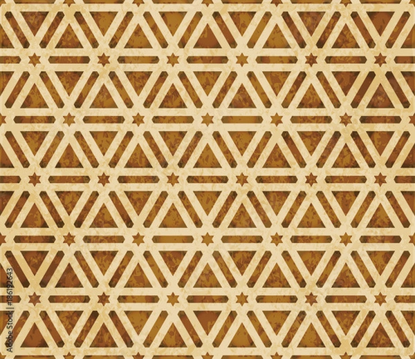 Fototapeta Retro brown Islam seamless geometry pattern background eastern style ornament
