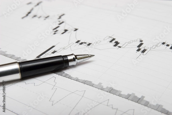 Obraz candlesticks chart and pen