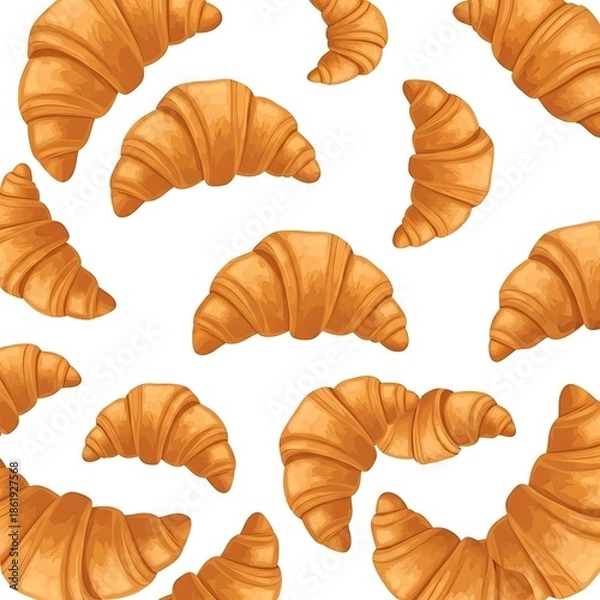Obraz Delicious Croissant Pattern on Transparent Background