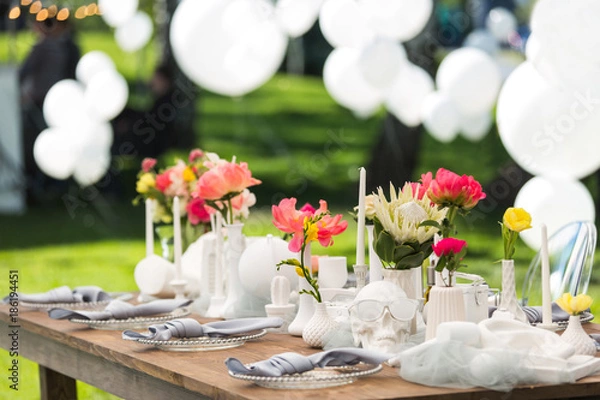 Obraz Table set for wedding or another catered event dinner