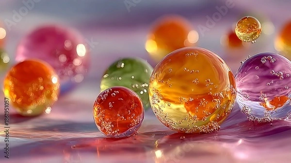 Obraz Dreamy abstract composition of glowing translucent bubbles pictures