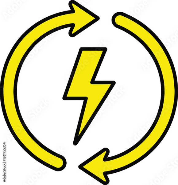 Obraz Renewable energy cycle icon with lightning bolt symbol