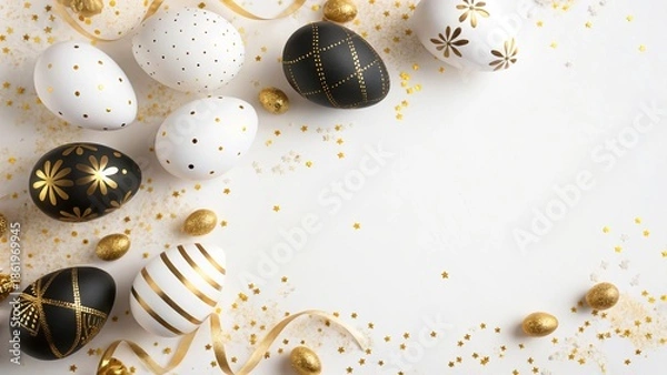 Obraz Golden Easter Eggs Concept Banner - 8