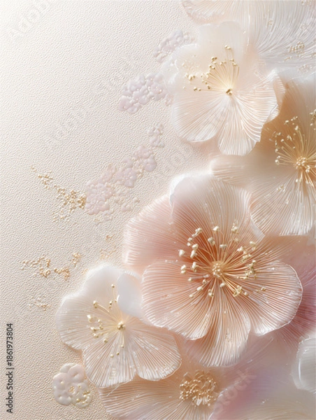 Obraz 立体感のある桜の花の和風背景