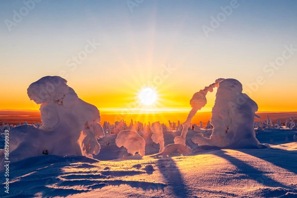 Obraz winter landscape at sunset 