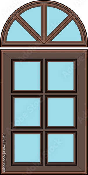 Obraz 縦長でおしゃれなファンタジー風部屋の窓のイラスト