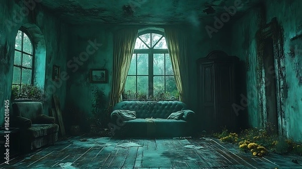 Obraz Decayed interior room