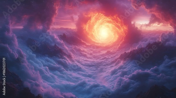 Obraz Abstract cloud vortex landscape