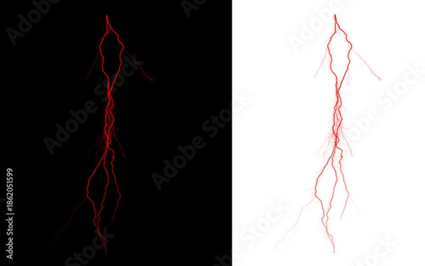 Obraz Red lightning bolt energy shape with high contrast background
