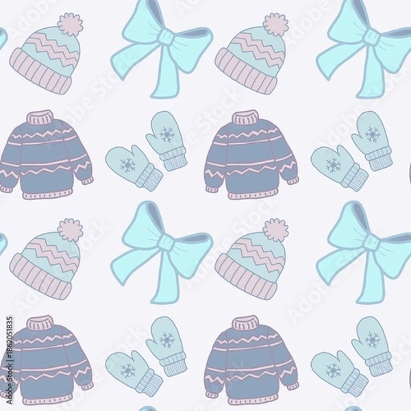 Obraz seamless pattern with winter accessories