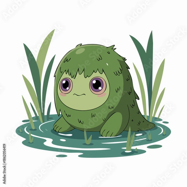 Obraz Swamp creature 2D vector illustration character