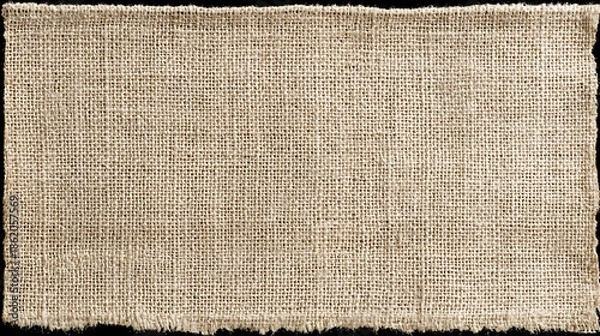 Obraz Rectangular Burlap Fabric Piece with Frayed Edges on Black