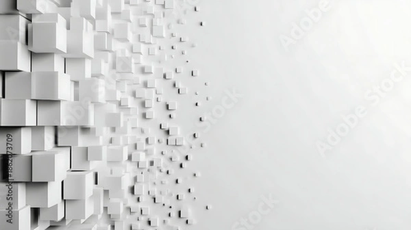 Obraz White Cubes Dissipating Into Small Particles Background
