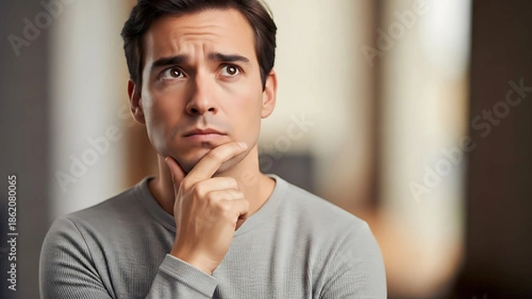 Fototapeta man thinking indoor