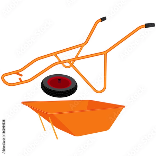 Obraz broken wheelbarrow, old wheelbarrow vector.