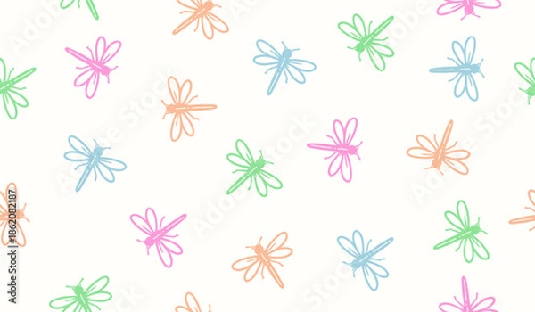 Obraz Cutest dragonfly pattern background vector design