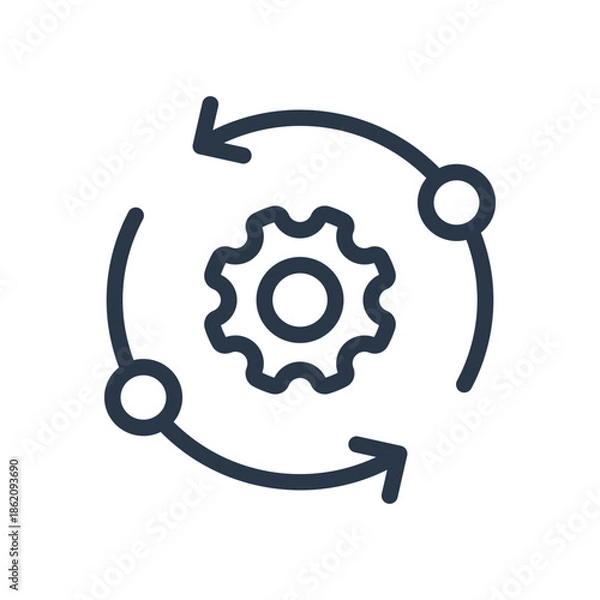Fototapeta Process Workflow Loop Icon with Gear and Circular Arrows