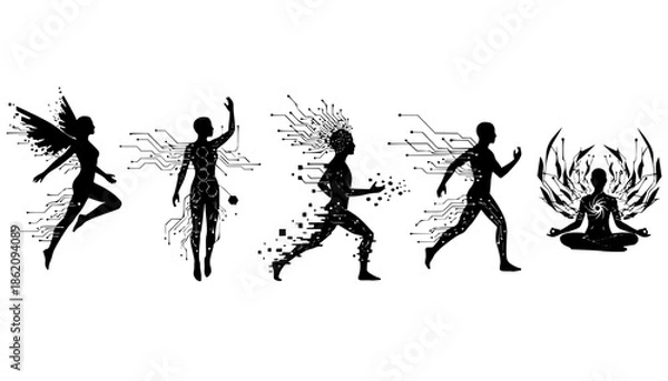 Obraz Human Augmented AI Enhancement Silhouette