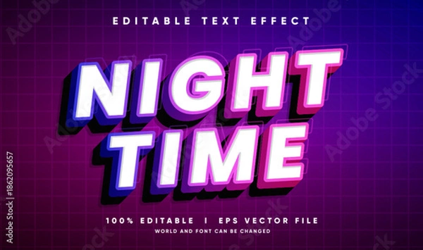 Obraz night time vector text effect with modern style